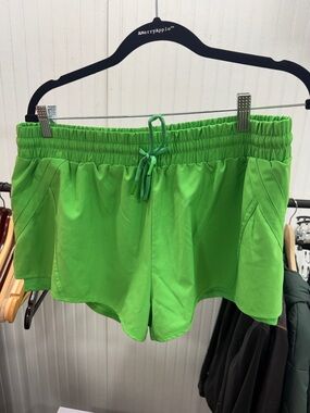 Zyia Active Women's Neon Green Athletic Drawstring Shorts with Inner short